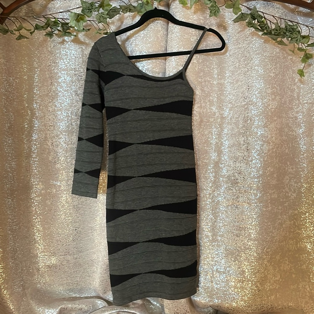 Poof S small one shoulder sweater dress asymmetrical bodycon